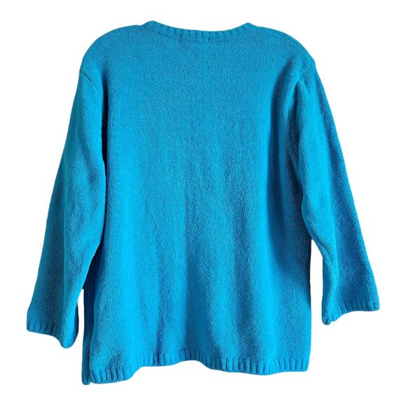 ANTHONY'S RESORT WEAR Women's M Sweater Turquoise Chenille 3/4 Sleeve 40" - Picture 7 of 7